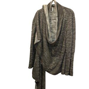 Free People gray white marl knit cascading opera duster cardigan sweater…
